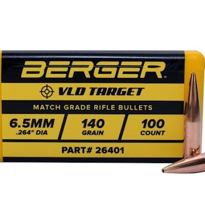 Berger Bullets .264 Caliber, 6.5mm (264 Diameter) 140 Gr Target VLD Hollow Point Boat Tail- Box of 100