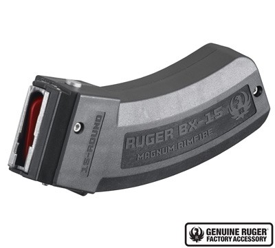 Ruger BX-15 77/22 .22 WMR/.17 HMR 15-Round Magazine- Polymer Black- 90585