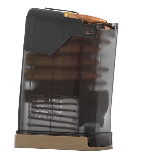 Lancer L5AWM/B10 Hybrid AR-15 .300 Blackout 10-Round Magazine, FDE Floor Plate- Translucent Smoke- 428003