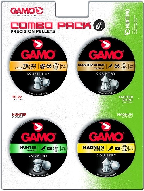 an image of the product Gamo Combo Pack .22/5.5mm, Lead Pellets, TS-22, Magnum, Hunter, and Master Point- 950 Pellets - 63209295554
