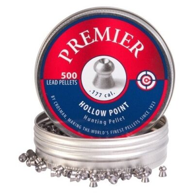 an image of the product Crosman Premier .177 Caliber/4.5mm Hollow Point Lead Pellets- Tin of 500 - LHP77