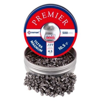 an image of the product Crosman Premier .177 Caliber/4.5mm Ultra Magnum Domed Pellets- Tin of 500 - LUM77
