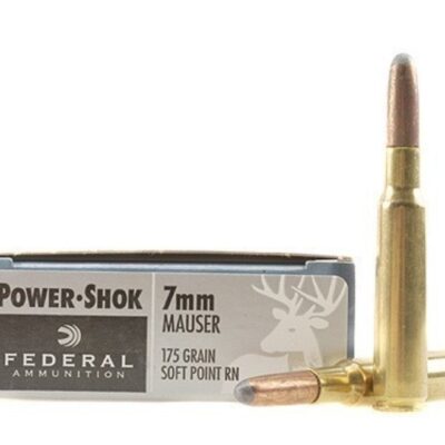 Federal Power-Shok 7x57mm Mauser (7mm Mauser) 175 Gr. Round Nose Soft Point- Box of 20