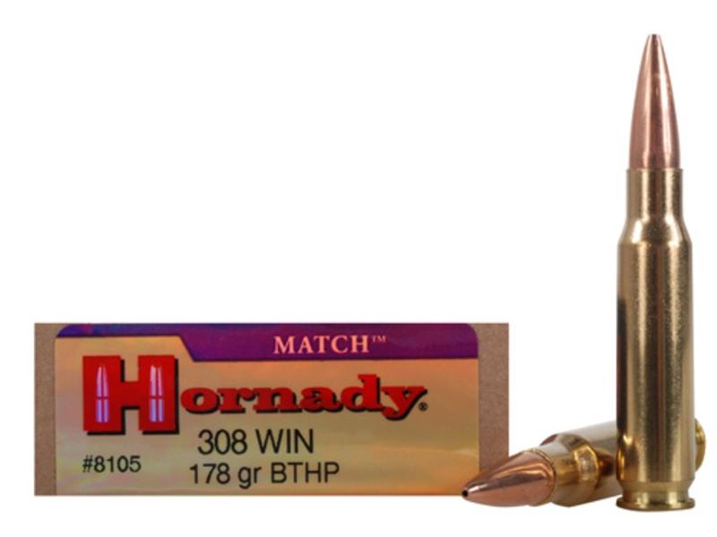 Hornady Match .308 Winchester 178 Gr. Boat Tail Hollow Point- Box of 20