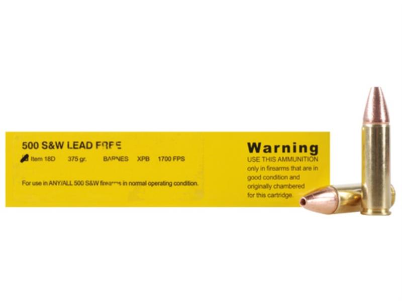 Buffalo Bore .500 S&W Magnum 375 Gr. Barnes XPB Solid Copper Hollow Point- Lead-Free- Box of 20