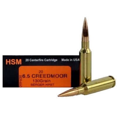 HSM 6.5 Creedmoor 130 Gr. Berger HPBT Hunting VLD- Box of 20- 65CREEDMOOR130VLD