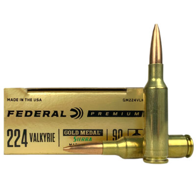 Federal Premium Gold Medal .224 Valkyrie 90 Gr. Sierra MatchKing Hollow Point Boat Tail- Box of 20