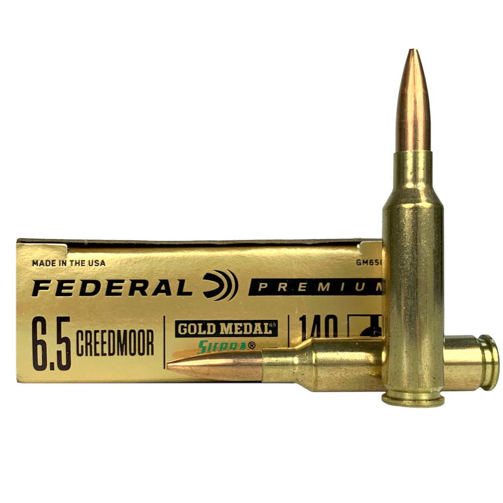 Federal Premium Gold Medal 6.5 Creedmoor 140 Gr. Sierra MatchKing Hollow Point Boat Tail- Box of 20