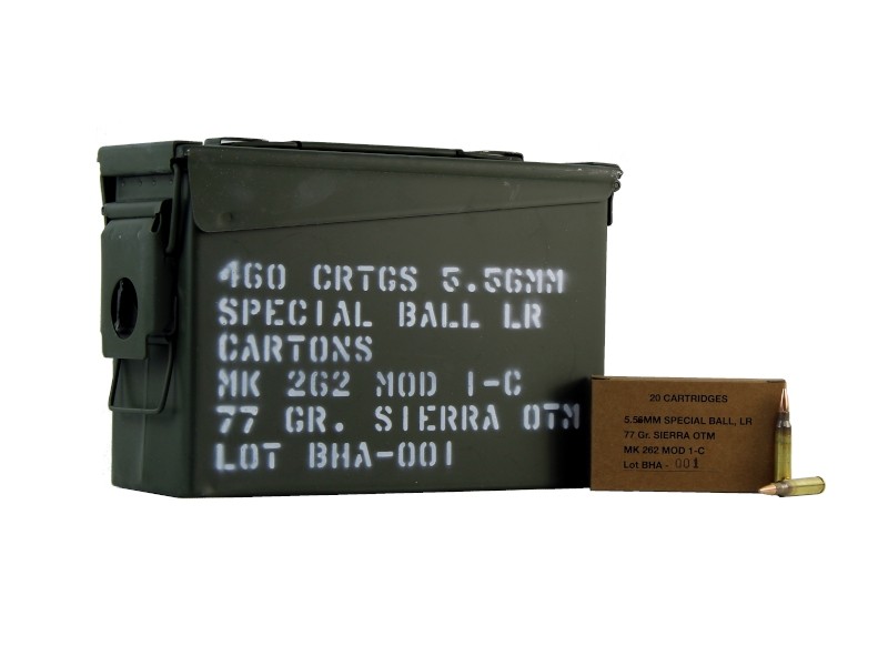 Black Hills MK262 MOD1-C 5.56x45mm NATO 77 Gr. Sierra OTM- Ammo Can of 460