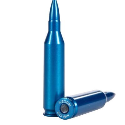 an image of the product A-ZOOM BLUE Action Proving Dummy Round, .243 Winchester, Snap Cap- Value Pack of 5- 12323