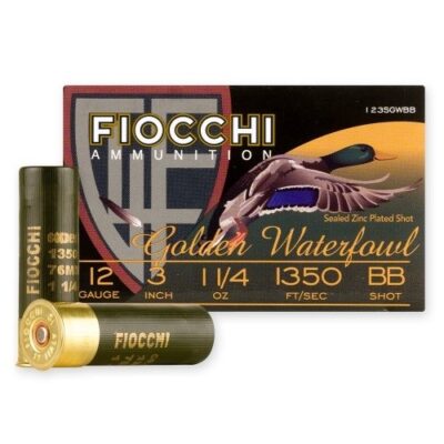 Fiocchi Golden Waterfowl 12 Gauge 3" 1-1/4 oz #BB Zinc Plated Non-Toxic Steel Shot- Box of 25