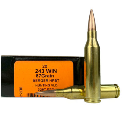 HSM .243 Winchester 87 Gr. Berger Hunting VLD HPBT- Box of 20- 24387VLD