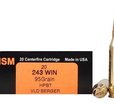 HSM Trophy Gold .243 Winchester 95 Gr. Berger Hunting VLD Hollow Point Boat Tail- Box of 20