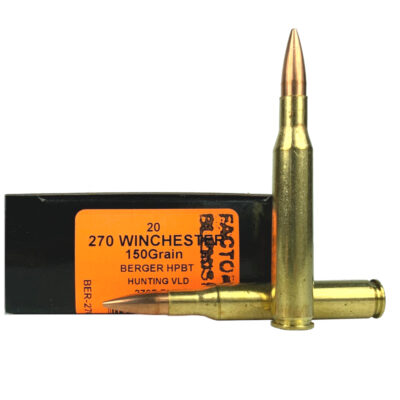 HSM Factory Blemish .270 Winchester 150 Gr. Berger Hunting VLD Hollow Point Boat Tail- Box of 20