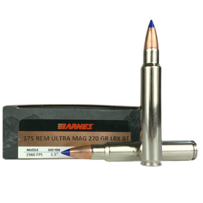 Barnes VOR-TX Long Range .375 Remington Ultra Magnum 270 Gr. Barnes LRX Boat Tail- Lead-Free- Box of 20