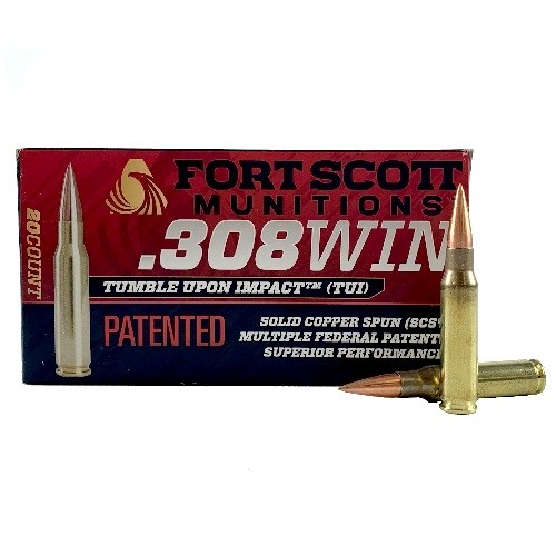 Fort Scott Munitions .308 Winchester 168 Gr. TUI Solid Copper Spun- Lead Free- Box of 20