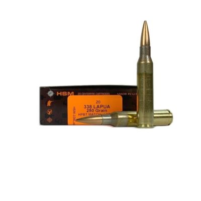 HSM .338 Lapua 250 Gr. HPBT Match- Lapua Brass- COAL 3.600- Box of 20