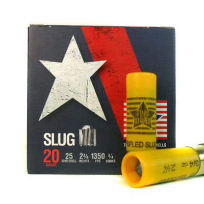 Stars and Stripes 20 Gauge 2-3/4" 3/4 oz Rifled Slug- Box of 25