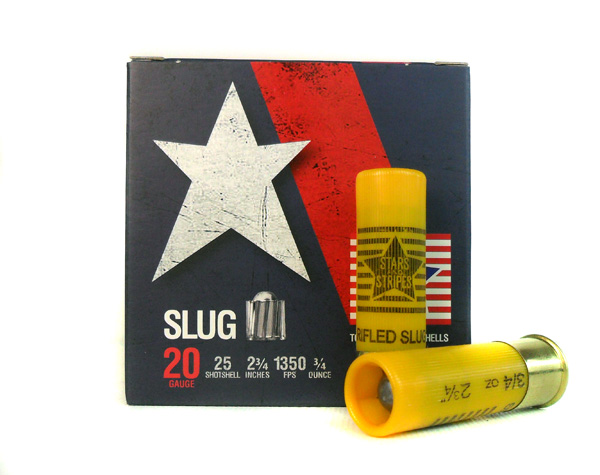 Stars and Stripes 20 Gauge 2-3/4" 3/4 oz Rifled Slug- Box of 25