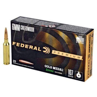 Federal Premium Gold Medal 6mm Creedmoor 107 Gr. Sierra MatchKing Hollow Point Boat Tail- Box of 20