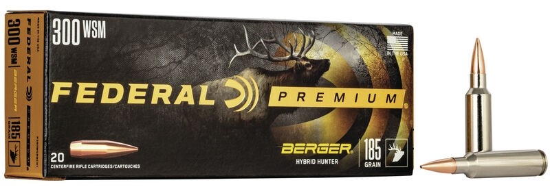 Federal Premium .300 Winchester Short Magnum (WSM) 185 Gr. Berger Hybrid Hunter- Box of 20