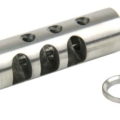 an image of the product AR15 .223/.556 Full Size Muzzle Brake 1/2"x28 Thread with Crush Washer- Stainless Steel - MZ1003SS