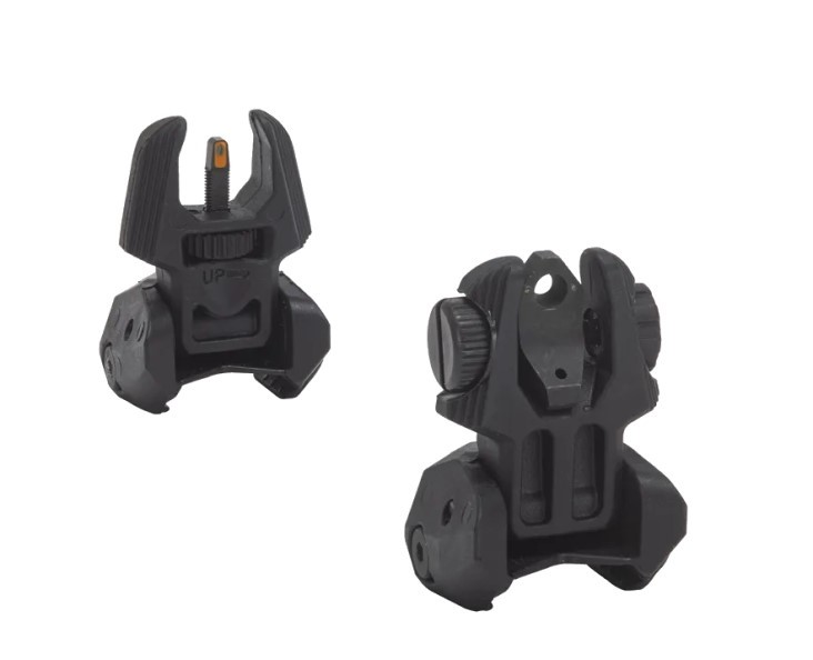 an image of the product MeproLight FRBS Hyper-Bright Self-Illuminated Flip-Up, Back-up Front & Rear Sights- Orange Ring 2 Dot - 403220