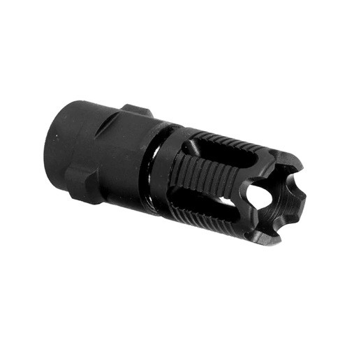 an image of the product CMMG DefCan 9mm Luger Bi-Lock QD Flash Hider/Compensator 1/2x36"- Steel Matte Black - 90DA564