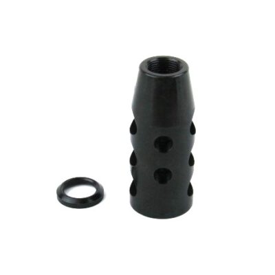 an image of the product AR15 .223/.556 Compact Style Muzzle Brake 1/2"x28 Thread with Crush Washer- Black Nitrided - MZ1002-N