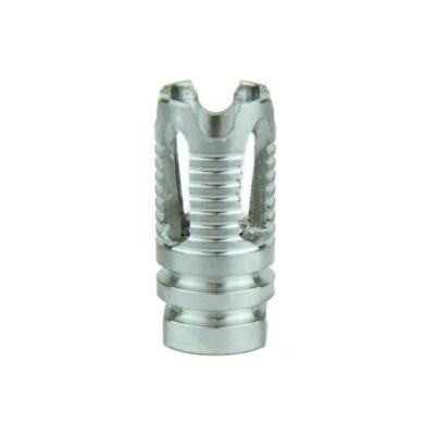 an image of the product AR10 .308 Four Prong Muzzle Brake 5/8"x24 Thread with Crush Washer- Stainless Steel - MZ1014-3SS-N