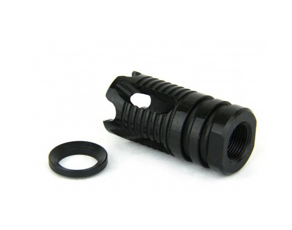 an image of the product AR15 .223/.556-four-prong-muzzle Brake 1/2"x28 Thread with Crush Washer- Black Nitrided - MZ1014-N