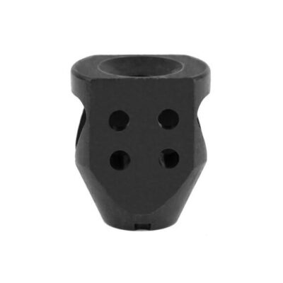 an image of the product AR15 .223/5.56 Short Tanker Style Muzzle Brake 1/2"x28 Thread with Crush Washer- Black Steel - MZ1016