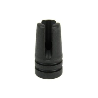 an image of the product AR10 .308 Three Prong Style Muzzle Brake 5/8"x24 Thread with Crush Washer- Black Steel - MZ1017-3B