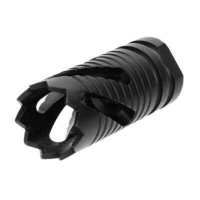 an image of the product AR15 .223/5.56 Crown Style Muzzle Brake 1/2"x28 Thread with Crush Washer- Steel Oxide - MZ1021