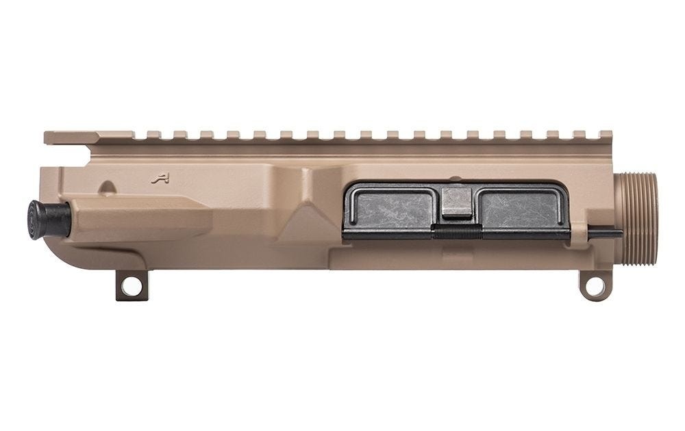 an image of the product Aero Precision AR-10 M5 Assembled Upper Receiver Threaded- Aluminum- FDE Cerakote- APAR308505AC