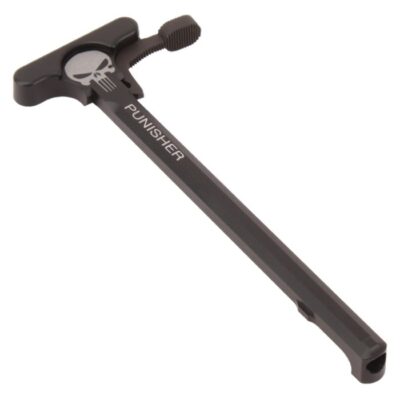 an image of the product AR-15 Tactical Oversized Charging Handle Assembly- Black W/ Punisher Engraving- CH-LATCH05-P