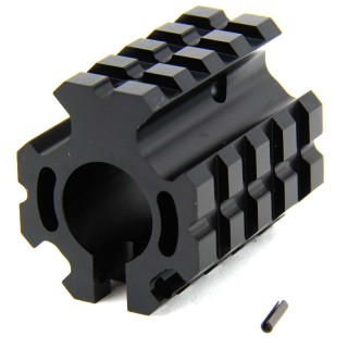 an image of the product AR15 Low Profile Clamp-on Gas Block .750" Diameter with Quad Picatinny Rails- Aluminum Black - MAR005-L