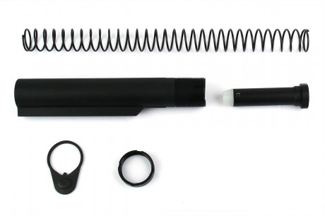 AR15 Mil-Spec Rifle Buffer Tube Kit with Regular End Plate- Aluminum Black