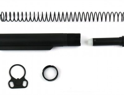 an image of the product AR15 Mil-Spec Rifle Buffer Tube Kit with Dual Loop Sling Adapter End Plate- Aluminum Black- MAR047-B