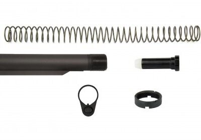 an image of the product AR10 Mil-Spec 6 Position Rifle Buffer Tube Kit with Regular End Plate- Aluminum Black- MAR047-308-A