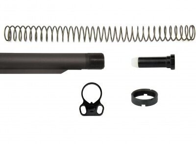 an image of the product AR10 Mil-Spec 6 Position Rifle Buffer Tube Kit with Ambidextrous End Plate- Aluminum Black- MAR047-308-B