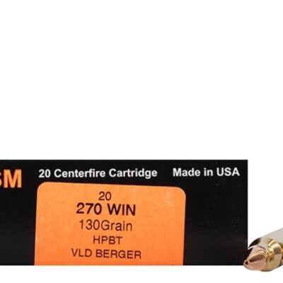 HSM Factory Blemish Trophy Gold .270 Winchester 130 Gr. Berger Hunting VLD Hollow Point Boat Tail- Box of 20