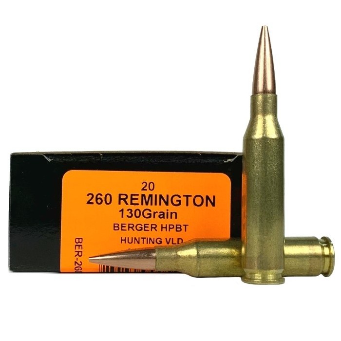 HSM Trophy Gold .260 Remington 130 Gr. Berger Hunting VLD Hollow Point Boat Tail- Box of 20