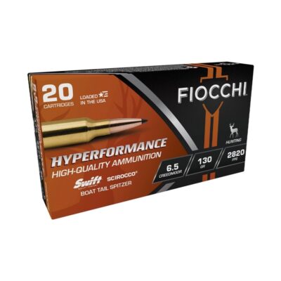 Fiocchi Hyperformance 6.5mm Creedmoor 130 Gr. Swift Scirroco Polymer Tip Boat Tail- Box of 20