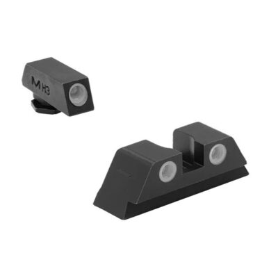 MeproLight Tru-Dot Self-Illuminated Fixed Pistol Sights, Sig Sauer 9mm/.357 P-frames(Except P365/P365XL)- Green Tru-Dot/Green 2 Dot Rear