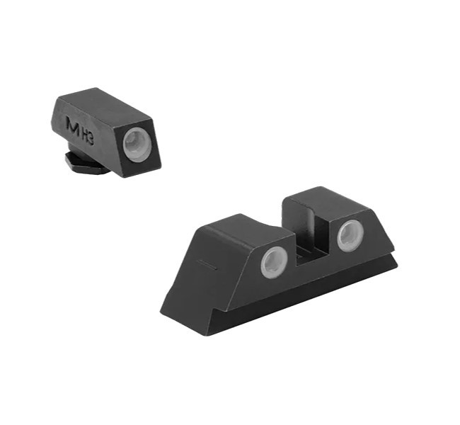 MeproLight Tru-Dot Self-Illuminated Fixed Pistol Sights, Sig Sauer 9mm/.357 P-frames(Except P365/P365XL)- Green Tru-Dot/Green 2 Dot Rear