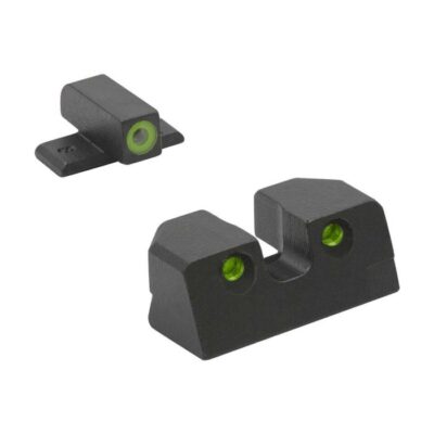 MeproLight Hyper-Bright Self-Illuminated Fixed Pistol Sights, Sig Sauer P-Frames- Green Ring 2 Dot- M-0401103111