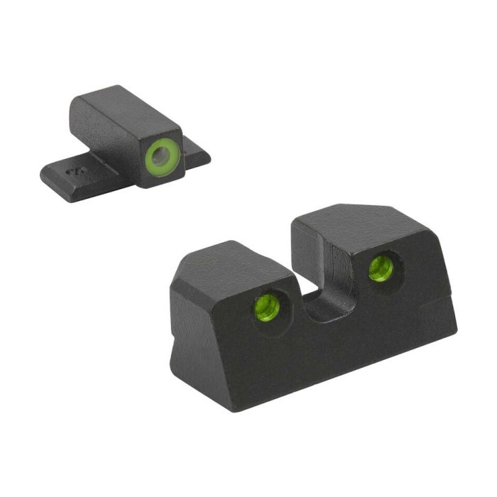 MeproLight Hyper-Bright Self-Illuminated Fixed Pistol Sights, Sig Sauer P-Frames- Green Ring 2 Dot- M-0401103111