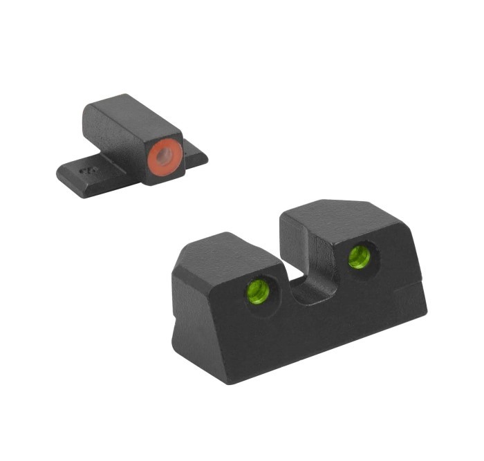 MeproLight Hyper-Bright Self-Illuminated Fixed Pistol Sights, Sig Sauer P-Frames- Orange Ring 2 Dot