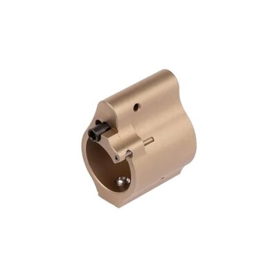 an image of the product Superlative Arms Direct Impingement Adjustable "Bleed Off" Gas Block .936" Diameter- Solid/Set Screw- Stainless Steel- Tan DLC- SABO-DI-936ST